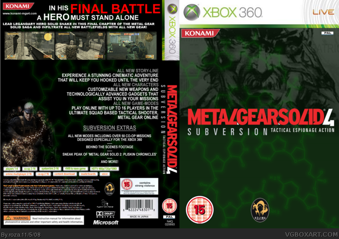 Metal Gear Solid 4: Subversion box art cover