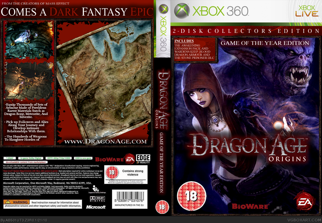 Dragon Age Origins: GOTY Edition Xbox 360 Box Art Cover by AB501UT3 Z3R0