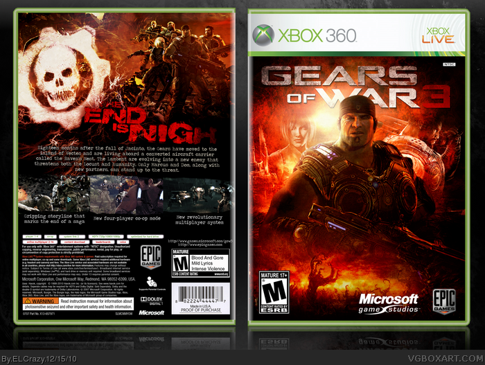 2 XBOX 360 GAMES GEARS OF WAR 1 COMPLETE & GEARS OF WAR 3 W/ STICKERS NO  MANUAL