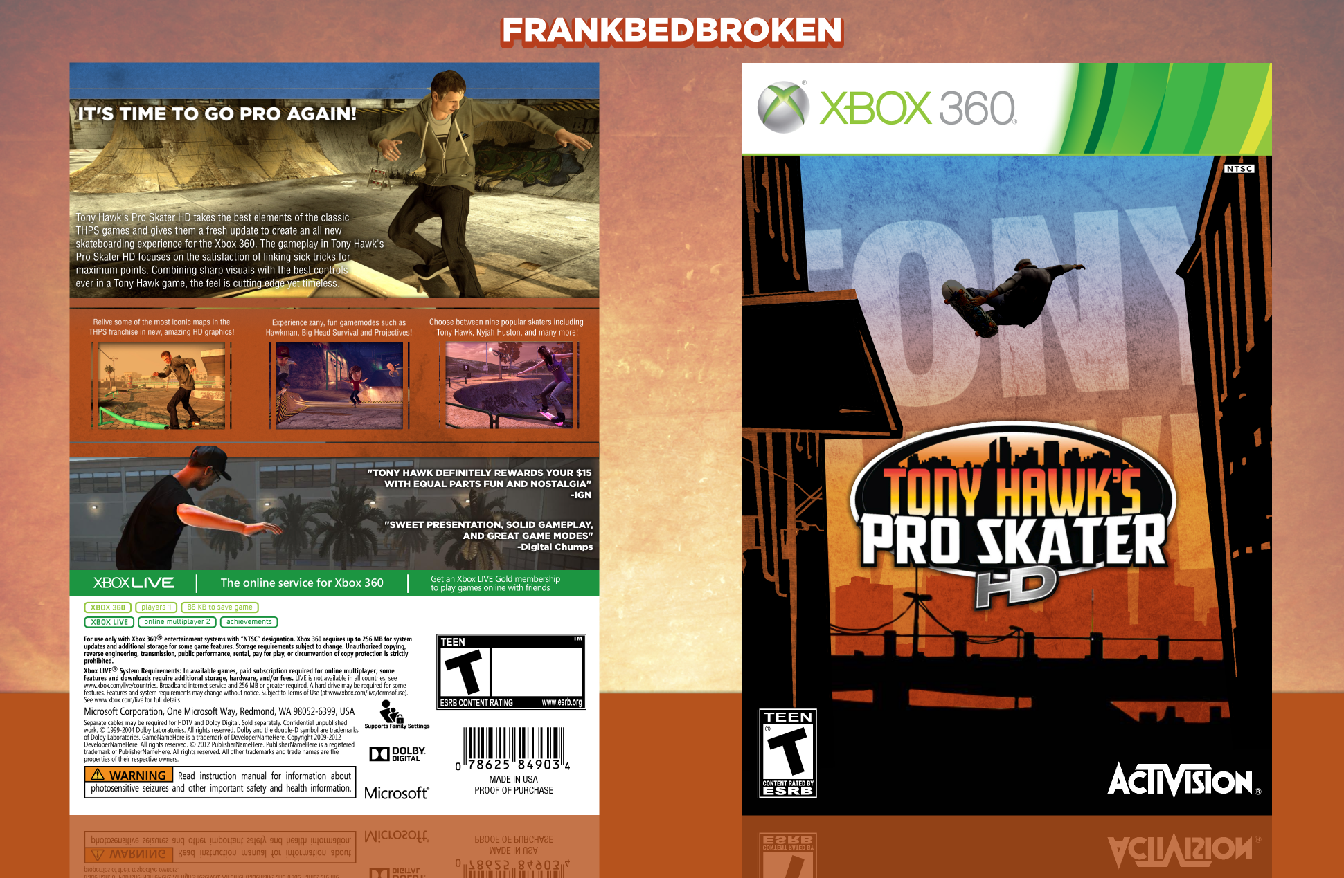 Tony Hawk's Pro Skater HD box cover