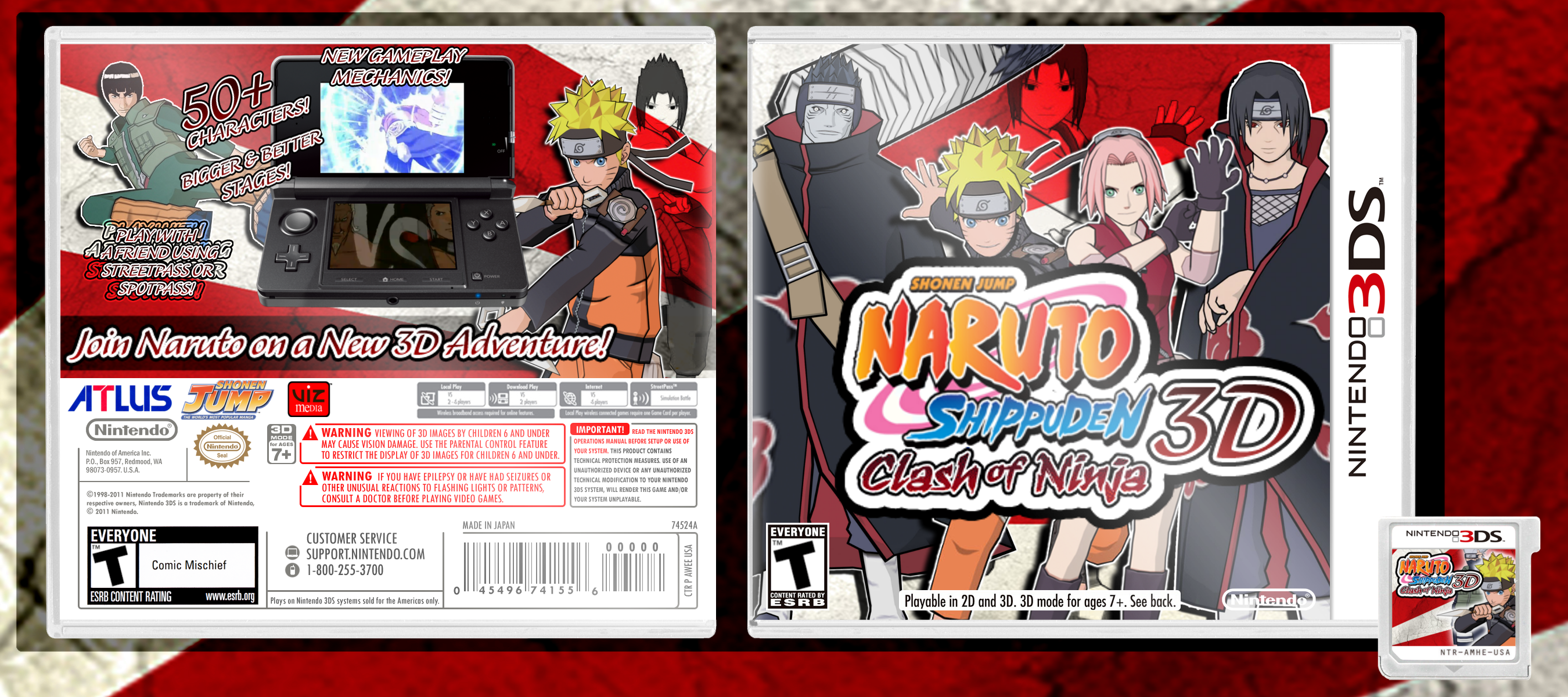 Naruto Shippuden Clash of Ninja 3D Nintendo 3DS Box Art