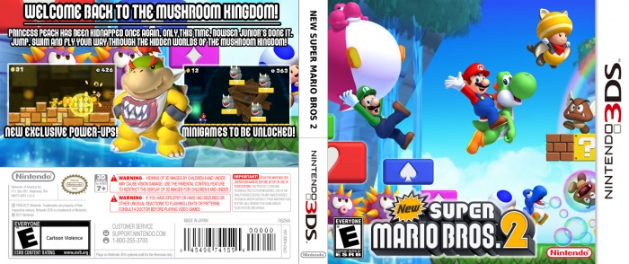 NEW Super Mario Bros 2 3DS BoxArt box art cover
