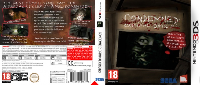 Condemned: Criminal Origins 3D box art cover