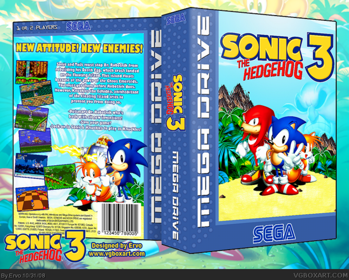 Sonic the Hedgehog 3 Genesis Box Art Cover by Ervo