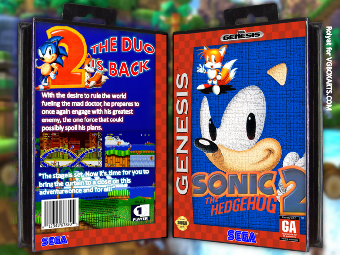 Sonic the Hedgehog 2 Genesis Box Art Cover by Rolyat