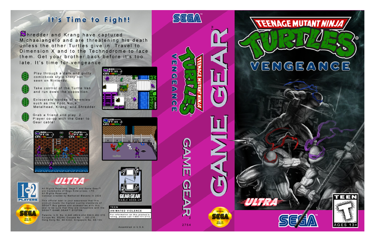 TMNT Vengeance Sega Game Gear box cover