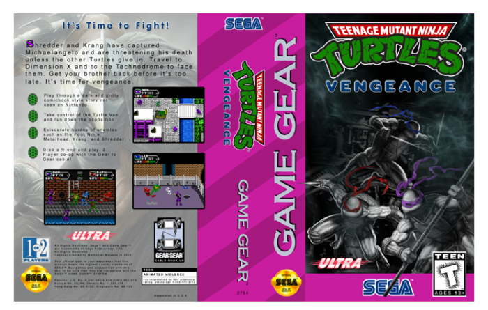 TMNT Vengeance Sega Game Gear box art cover