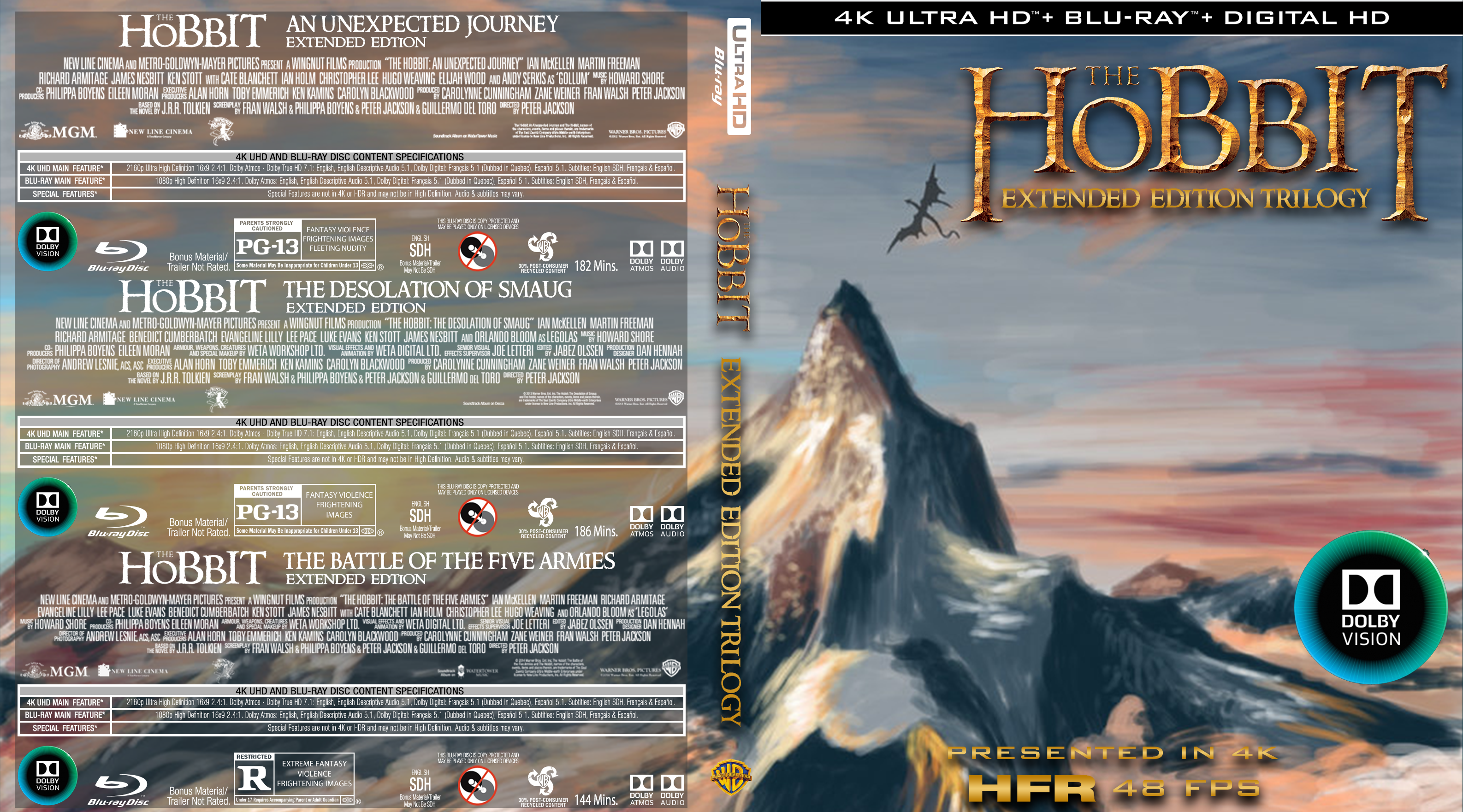 The Hobbit Extended Trilogy UHD HFR box cover