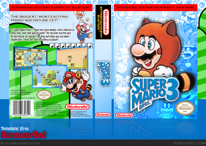 Super Mario Bros. 3 NES Box Art Cover by RunawayRed