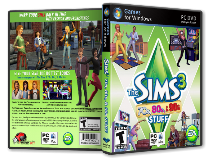 The Sims 3: 70s, 80s, & 90s box art cover
