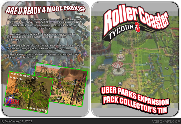 Roller Coaster Tycoon 3; Expansion Pack box art cover