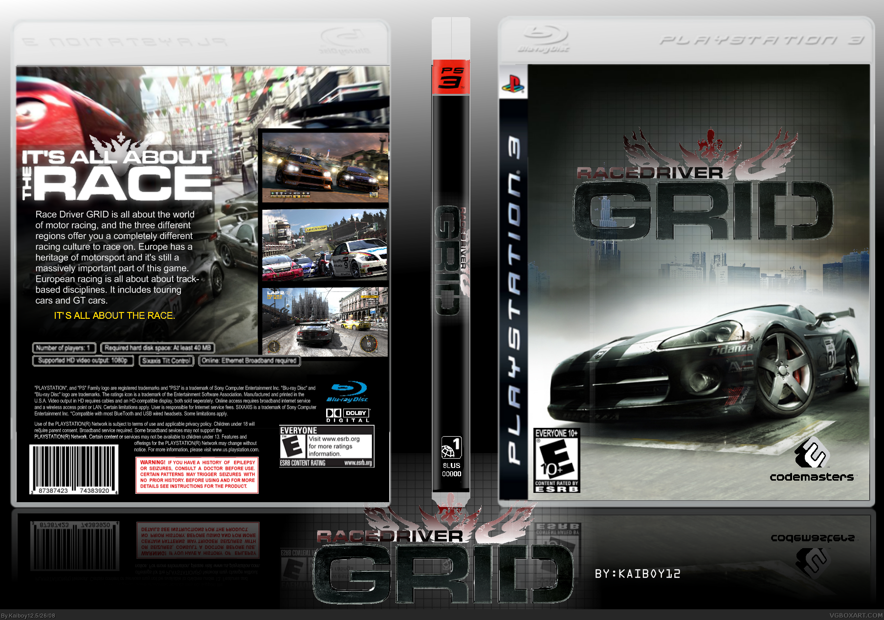 Race Driver: Grid PlayStation 3 Box Art Cover by Kaiboy12