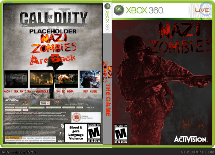 Call of Duty Nazi Zombies PlayStation 3 Box Art Cover by Dombittalor