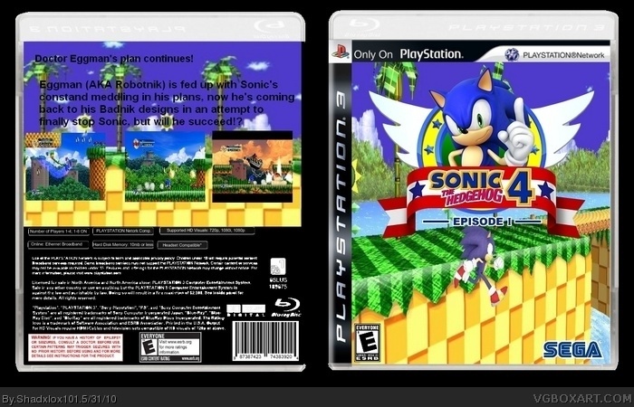 Sonic The Hedgehog 4: Episode 1 PlayStation 3 Box Art Cover by ...