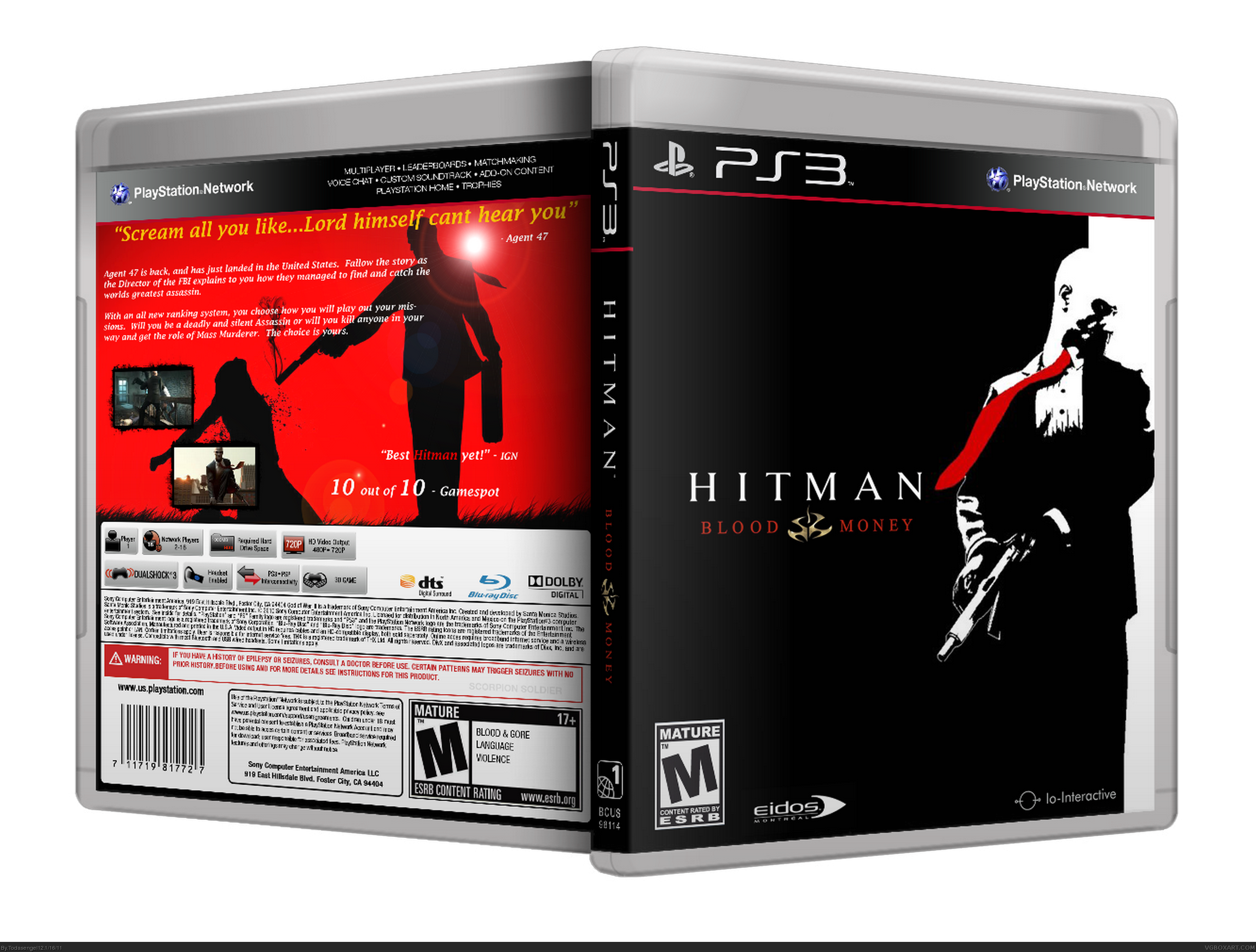 Ziek persoon hoek Met bloed bevlekt Hitman: Blood Money PlayStation 3 Box Art Cover by Todasengel12