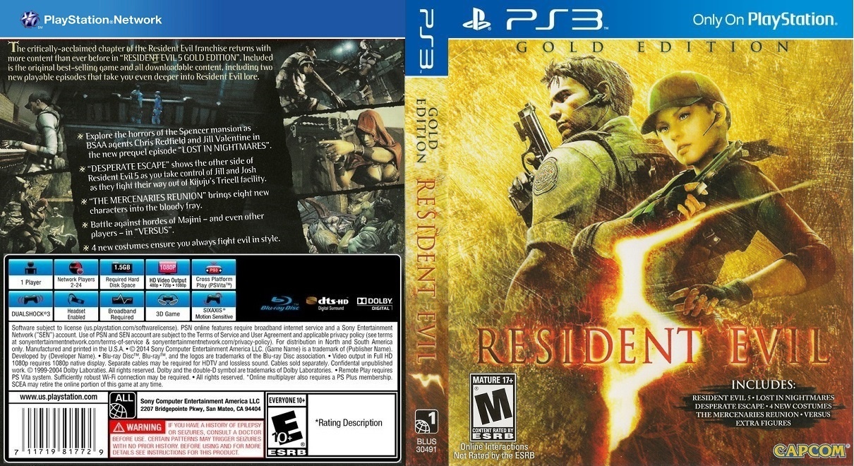 Resident Evil 5 new blue ps3 cover box cover