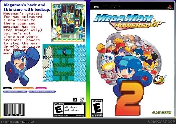 Megaman Powered Up 2 PSP Box Art Cover by sonic dude 11