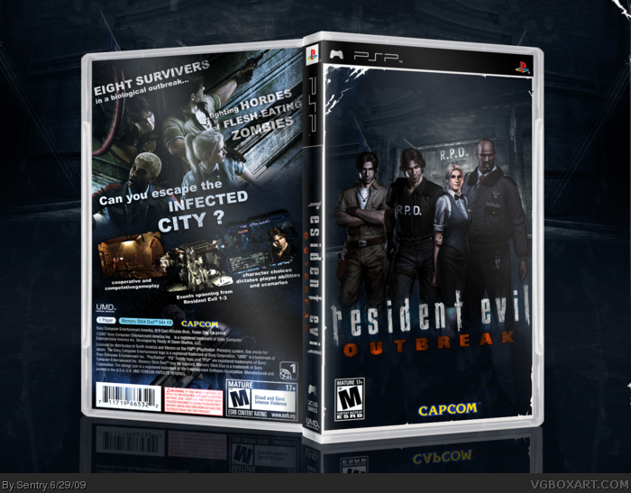 Resident Evil: Outbreak PSP Box Art Cover By Sentry