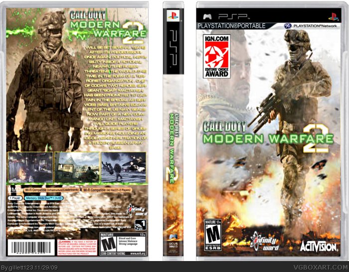 Call Of Duty: Modern Warfair 2 PSP Box Art Cover by gillett123