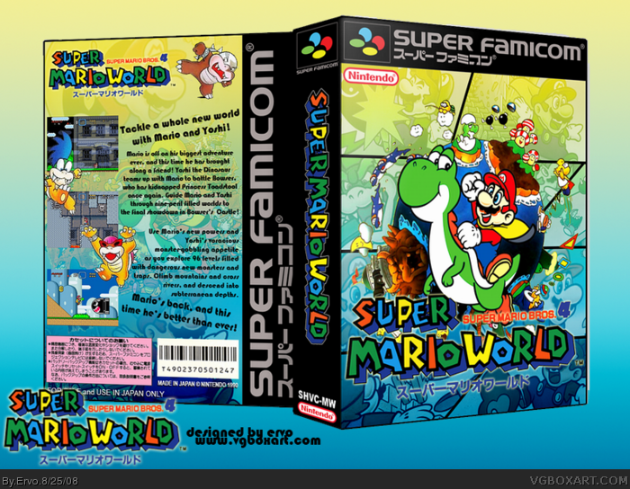Super Mario World SNES Box Art Cover by Ervo