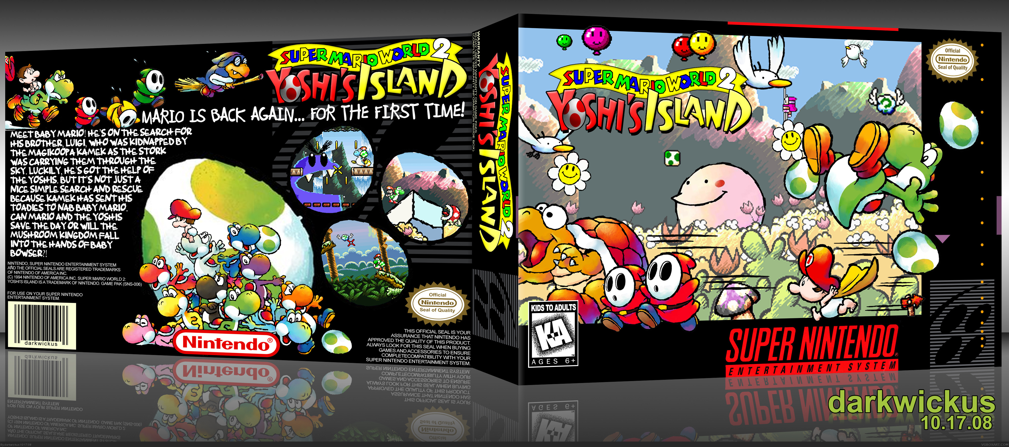 Super Mario World 2: Yoshi's Island SNES Box Art Cover by darkwickus