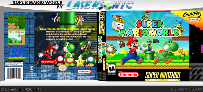 Super Mario World SNES Box Art Cover by LaserSonic1029