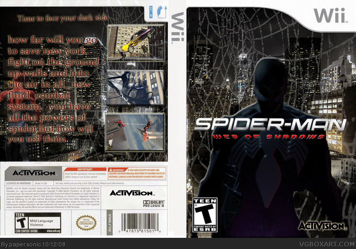 Spider man web of  shadows box art cover