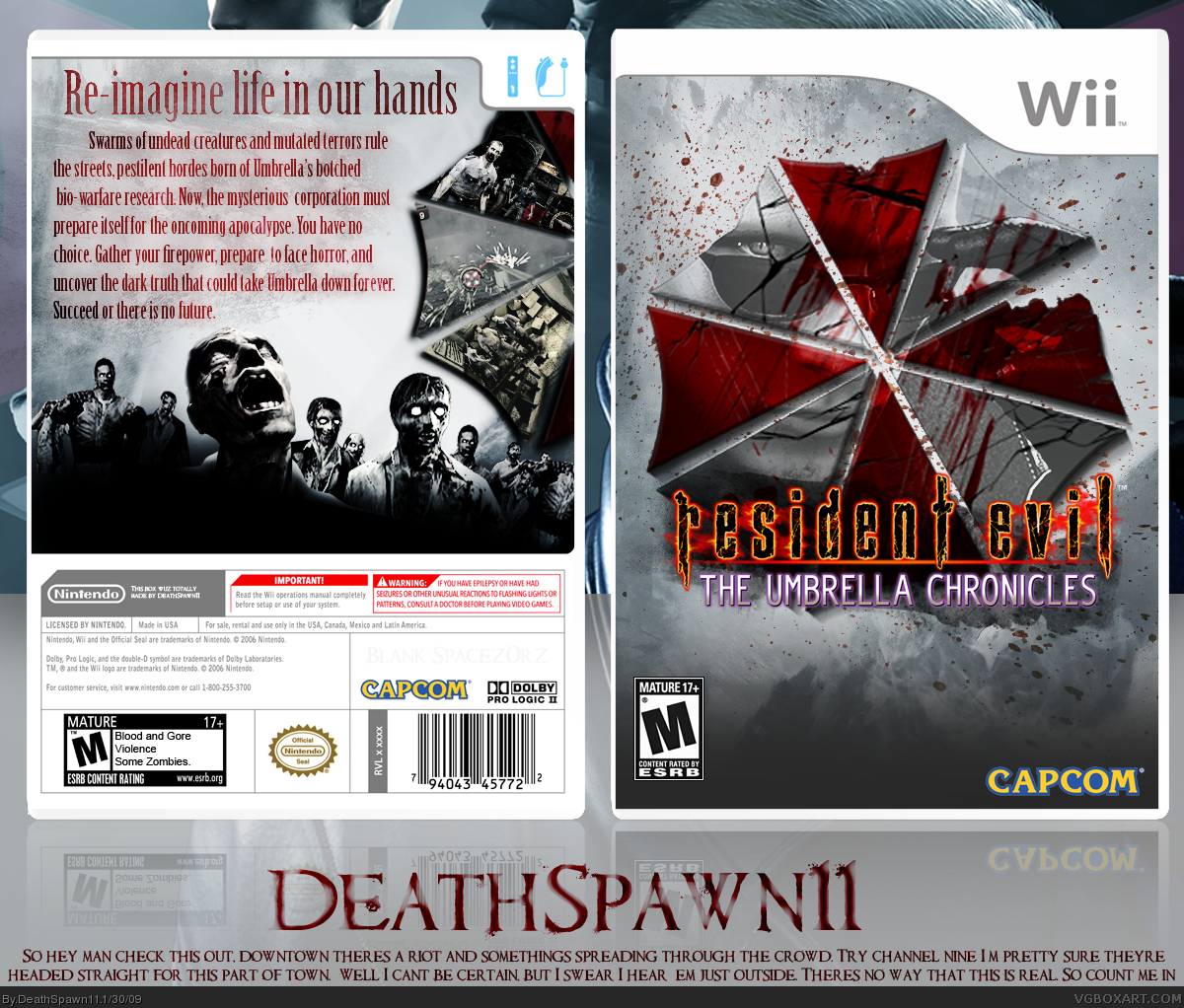 Resident Evil: Umbrella Chronicles Wii Box Art Cover by DeathSpawn11