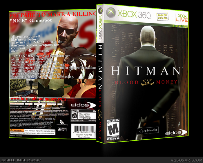 Hitman: Blood Money Xbox 360 Box Art Cover By KILLERMIKE