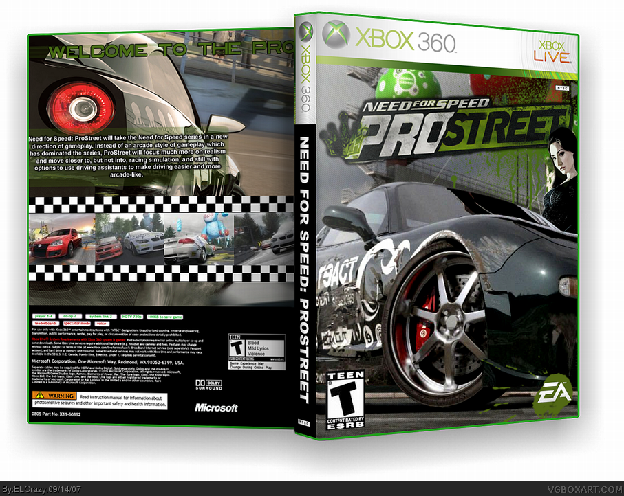 Need for Speed: ProStreet Xbox 360 Box Art Cover by ELCrazy