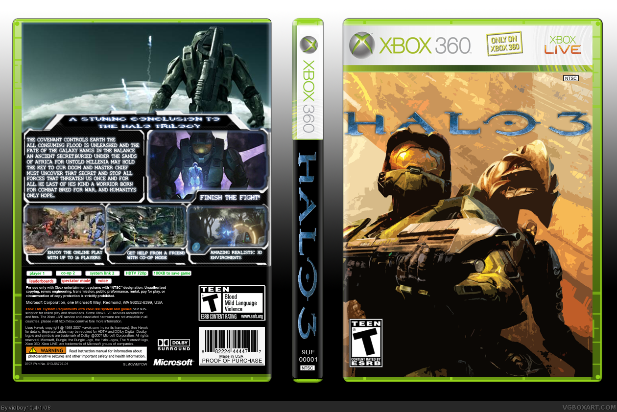 Halo 3 Xbox 360 Box Art Cover by vidboy10