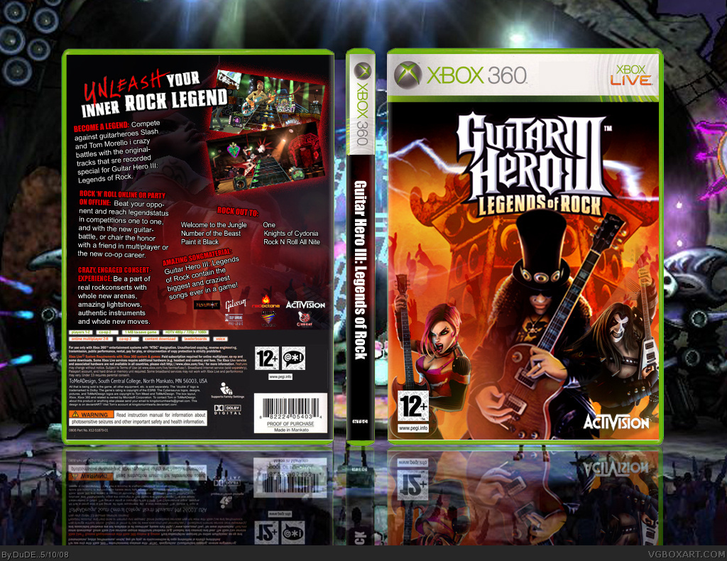 Guitar Hero III: Legends of Rock Xbox 360 Box Art Cover by DuDE.