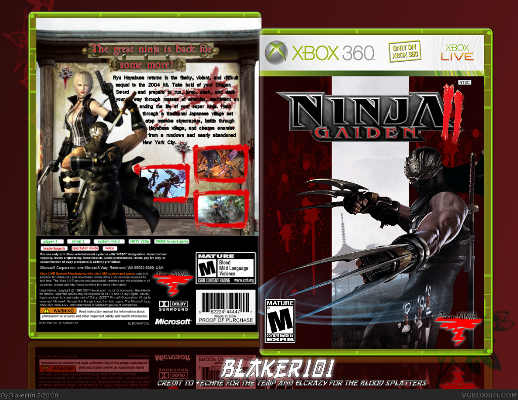 Viewing full size Ninja Gaiden 2 box cover