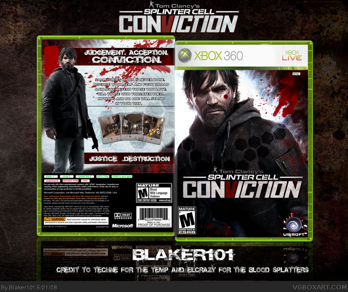 Tom Clancy's Splinter Cell: Conviction Xbox 360 Box Art Cover by matty16