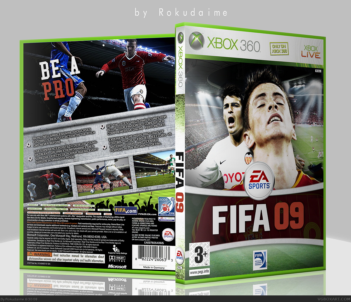FIFA SOCCER 09 XBOX 360 XBOX LIVE GAME WITH CASE**
