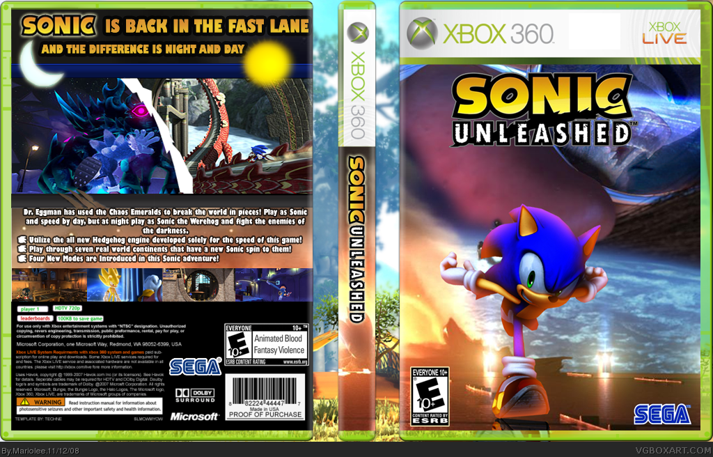 Игра соник купить. Sonic unleashed Xbox 360 обложка. Икс бокс 360 Sonic unleashed. Диск Соник на Xbox 360. Sonic unleashed 2008.