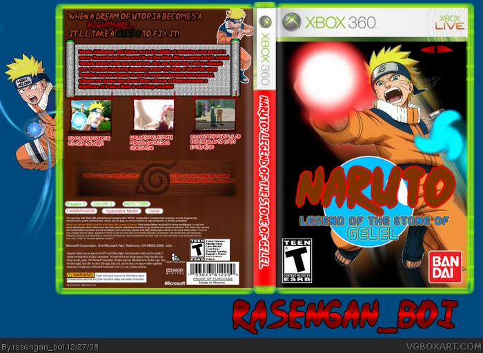 Naruto: Legend of the Stone of Gelel Xbox 360 Box Art Cover by rasengan_boi