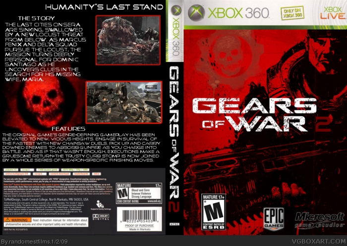 Pathetic Dusty Strong wind Gears of War 2 Xbox 360 Box Art Cover by randomestfilms
