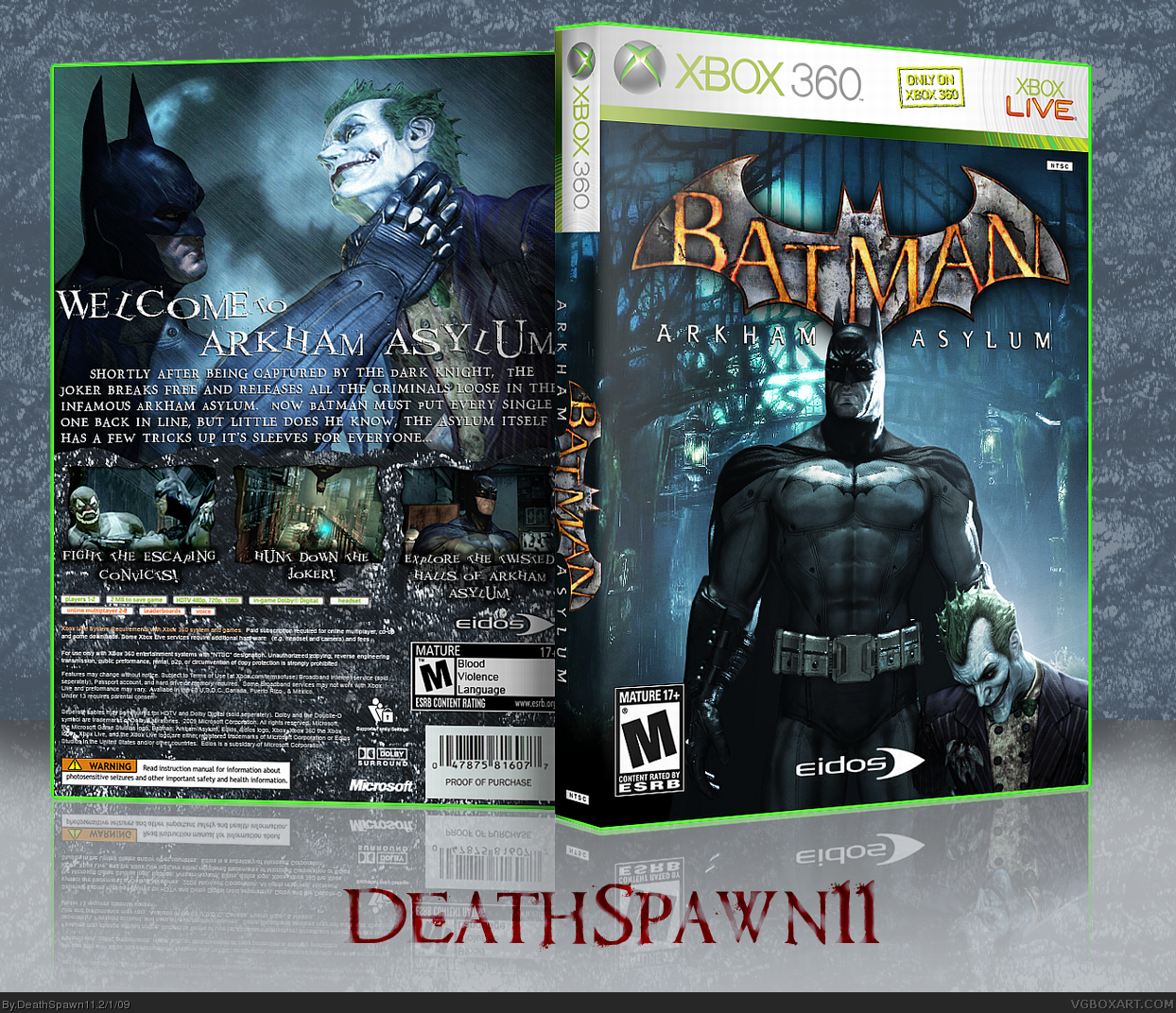 Batman: Arkham Asylum Xbox 360 Box Art Cover by DeathSpawn11
