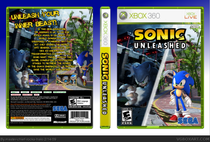 Sonic Unleashed Xbox 360 Box Art Cover by master-chief-rocks-halo