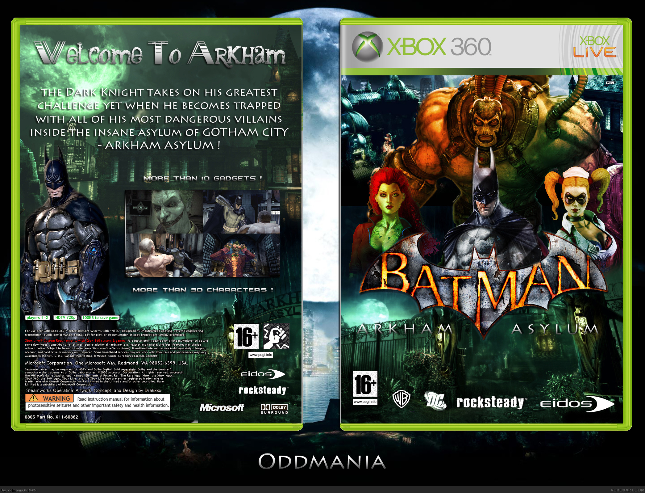 Batman: Arkham Asylum Xbox 360 Box Art Cover by Oddmania