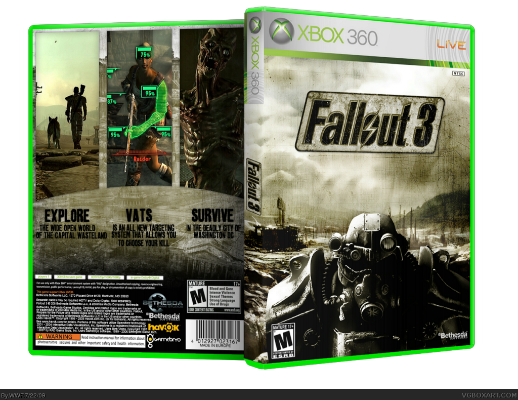 Fallout 3 xbox. Fallout 3 Xbox 360. Fallout 3 Xbox 360 обложка. Xbox 360 Fallout 3 Cover. Фоллаут на Икс бокс 360.