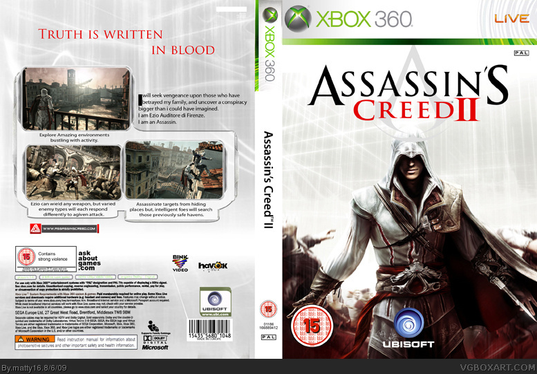 Assassin's Creed 2 (Microsoft XBOX 360, 2009) w/ Manual & Map Download  Tested