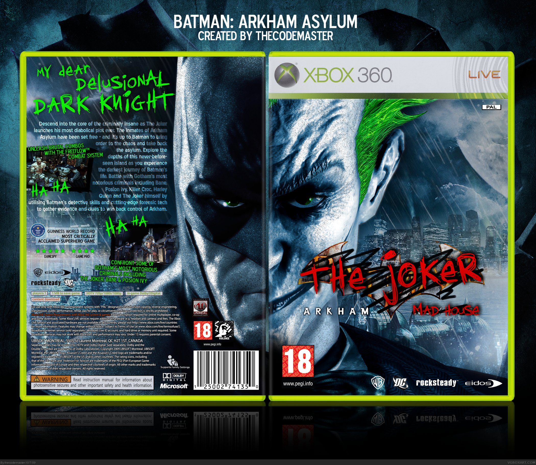 Batman: Arkham Asylum Xbox 360 Box Art Cover by thecodemaster