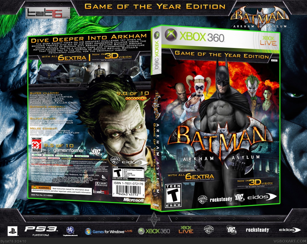Viewing full size Batman: Arkham Asylum Game of the Year Edition box cover