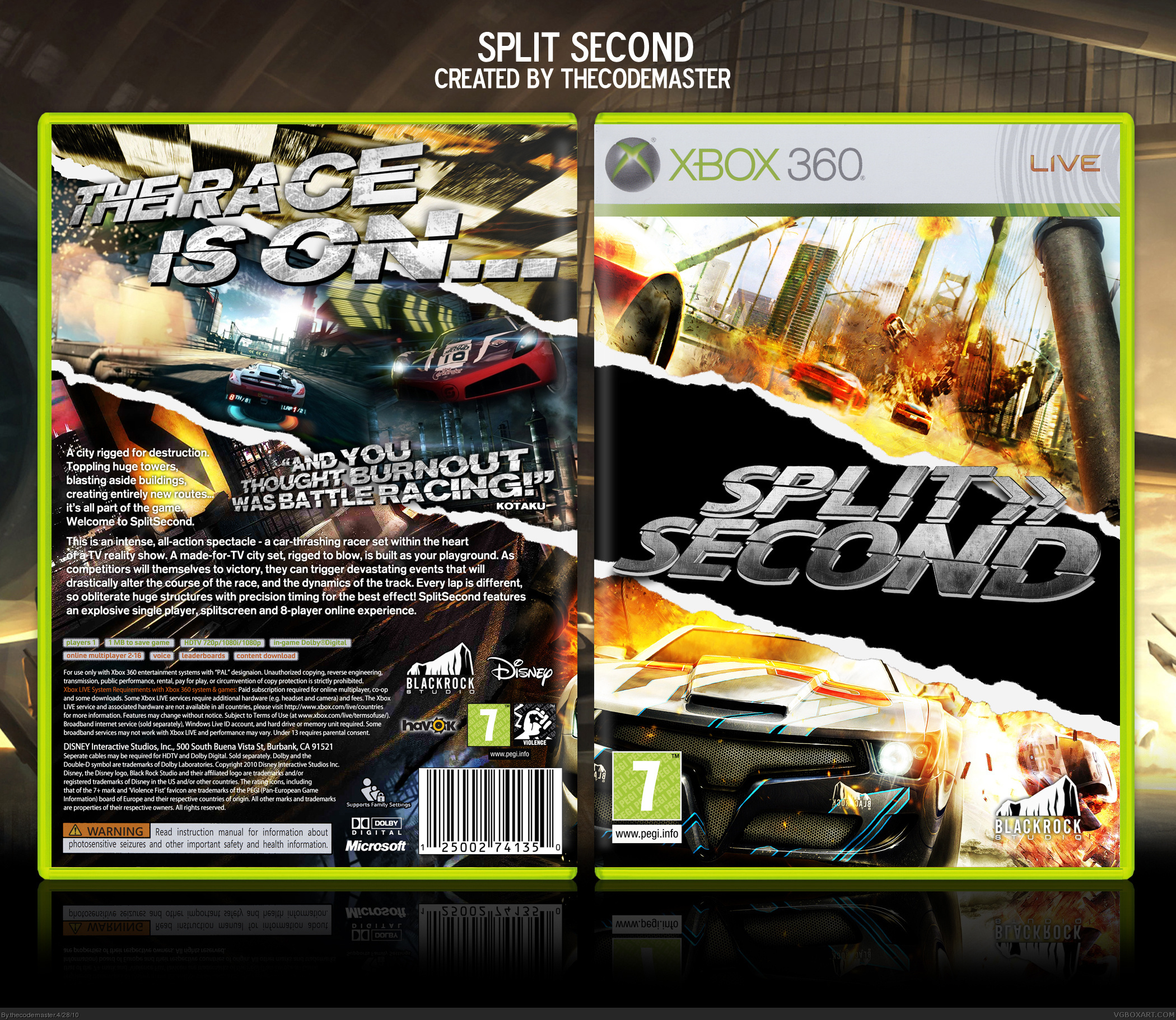 Split Second Xbox 360 Box Art Cover By Thecodemaster