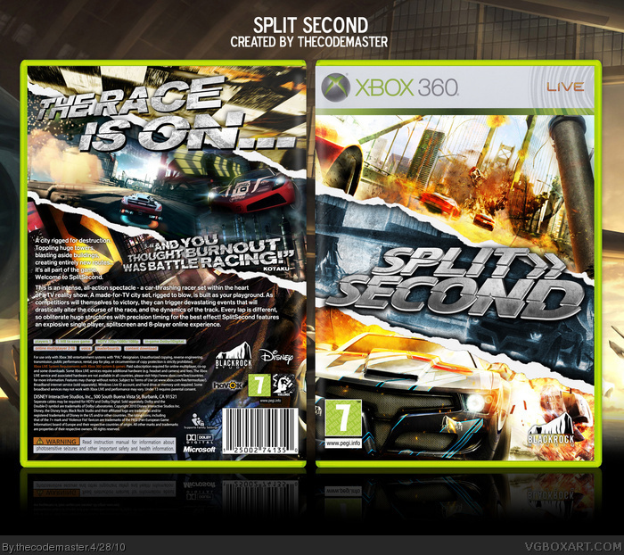 Split Second Xbox 360 Box Art Cover By Thecodemaster