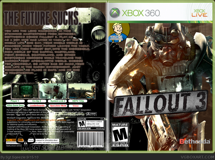 Fallout 3 Xbox 360 Box Art Cover By Sgt Sqeezle - fallout 3 case roblox