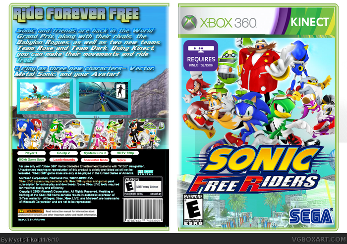 filtrar Independiente cálmese Sonic Free Riders Xbox 360 Box Art Cover by MysticTikal
