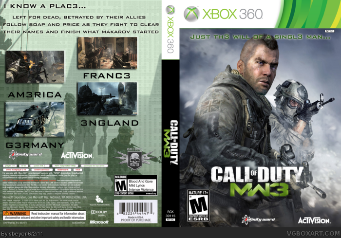 Modern Warfare 3 Xbox 360 Box Art Cover by sbeyor